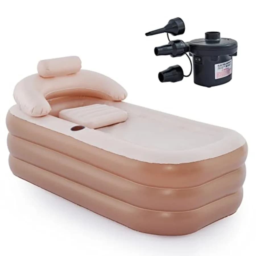 Portable Inflatable Bathtub with Electric Pump and Head Bearing, for Adults, External and Interior Use, Foldable Spa