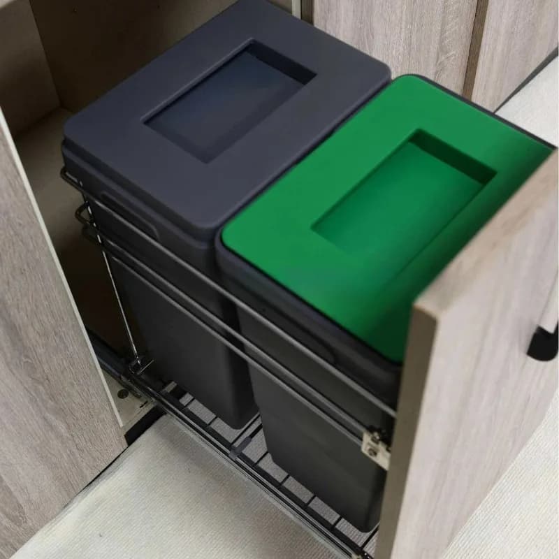 Suitable for Cabinet Storage & Organization, Built-in Cabinet Trash Can and Pull-out Basket