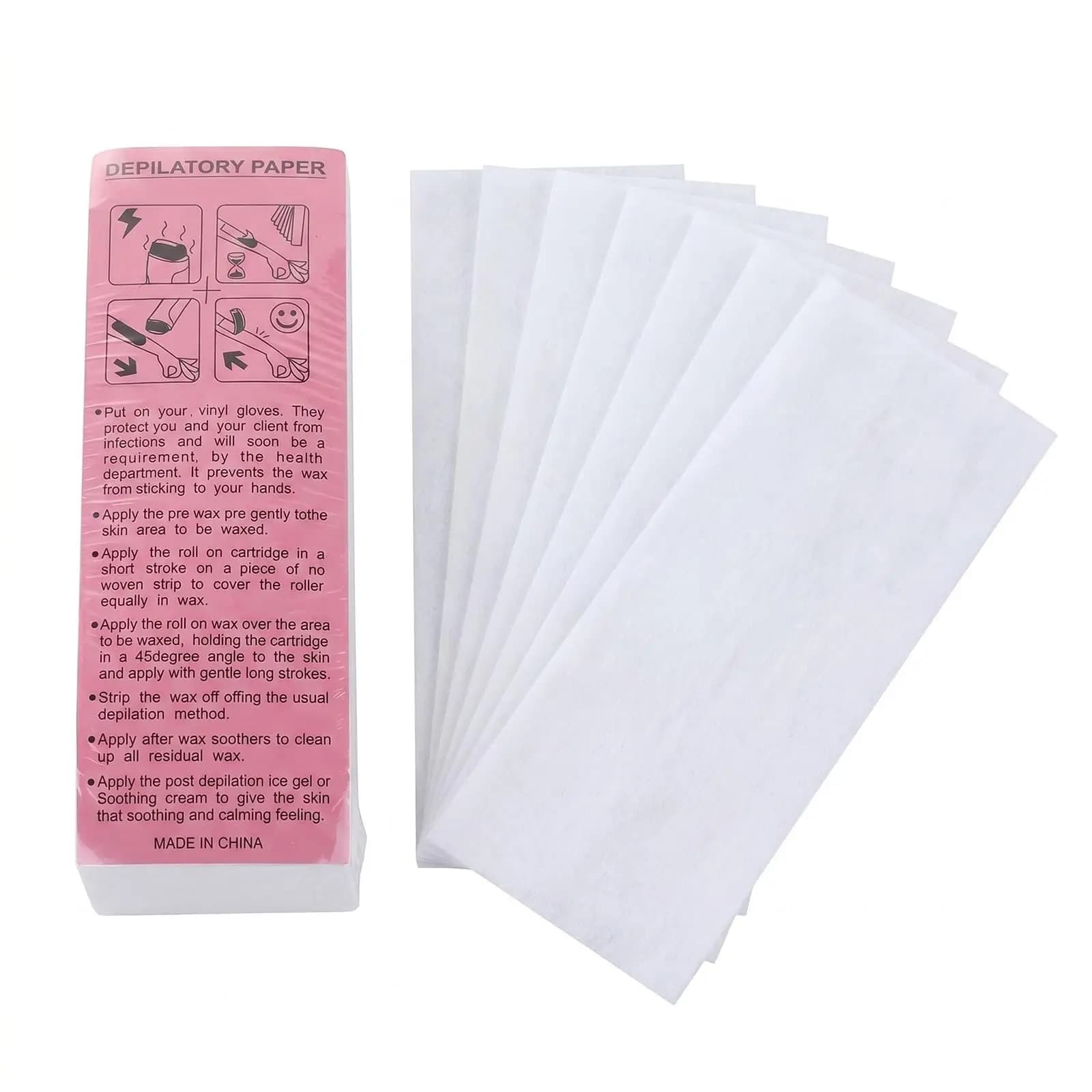100 pz Rimozione Panno Per Il Corpo In Tessuto Rimuovere I Capelli Rotoli di Carta Cera Depilazione Di Alta Qualità Epilatore Cera Striscia di Carta