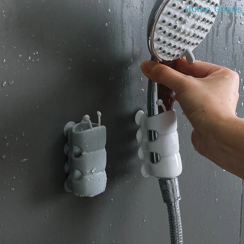 Adjustable Reusable Silicone Movable Shower Head Holder With Suction Cup Punch-free Shower Holder Bathroom Hooks Accessories
