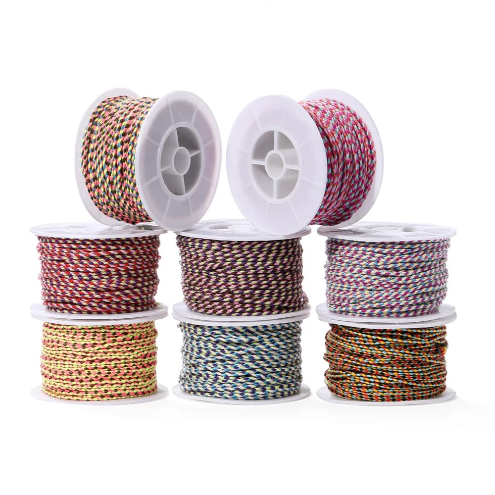 25M/Roll 2mm Colorful Cotton Cord Rope Chinese Knot Macrame Cord Rope Braided Rope for DIY Bracelet Necklace Jewelry Making