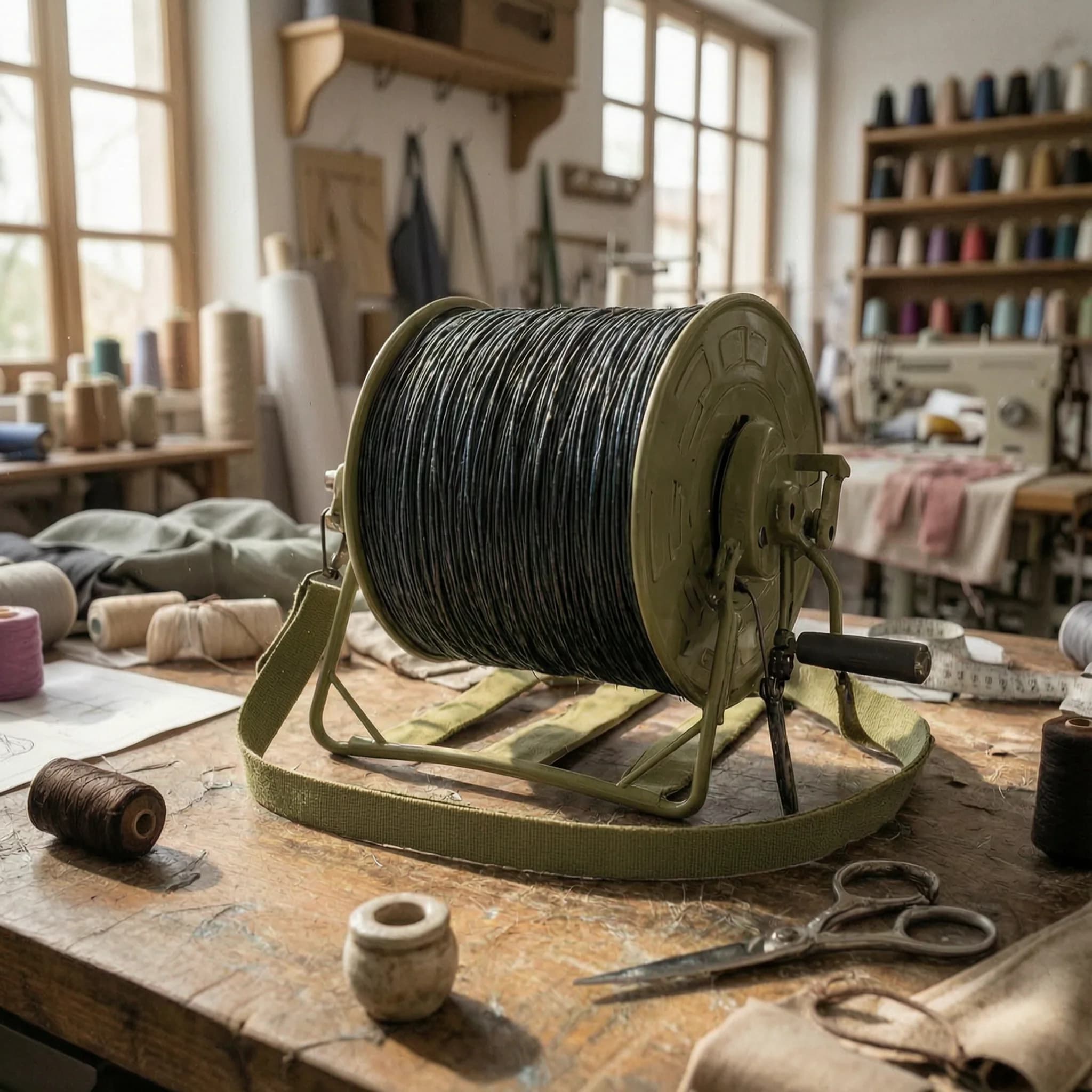 Hand-Crank Wire Reel Low Stand Backpack Strap Reel