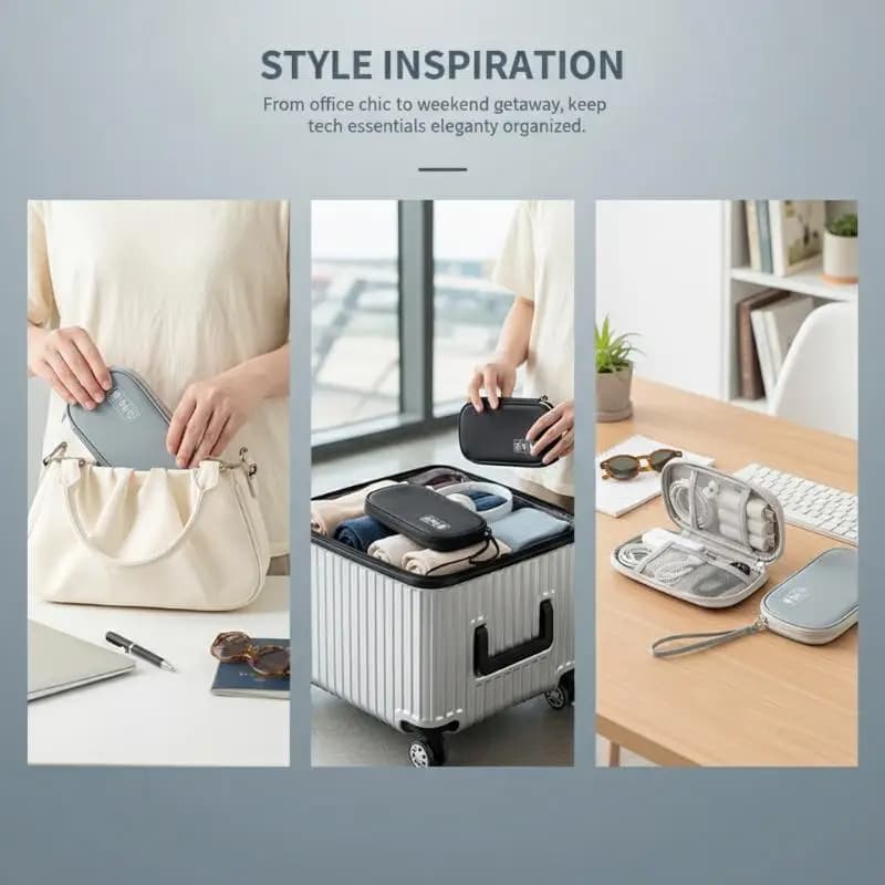 Electronics Organizer Pouch Shockproof Storage Bag for Power Bank Cables Chargers for Travel Essentials