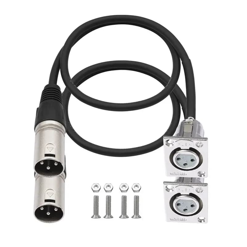 BNVN-D XLR Female To Male Cable 3 Pin Mic XLR Panel Mount Pass Through Connector For Premium Stage Box, Patch Panel, Panel Mount