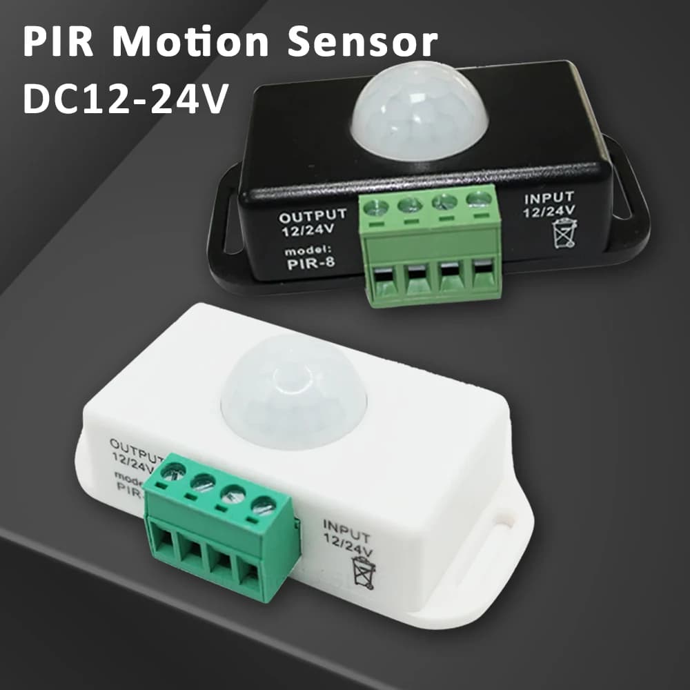 Sensore di Movimento PIR DC 12V 24V, Interruttore a Infrarossi 120 Gradi per Luce LED, Sensore di Movimento Automatico Regolabile