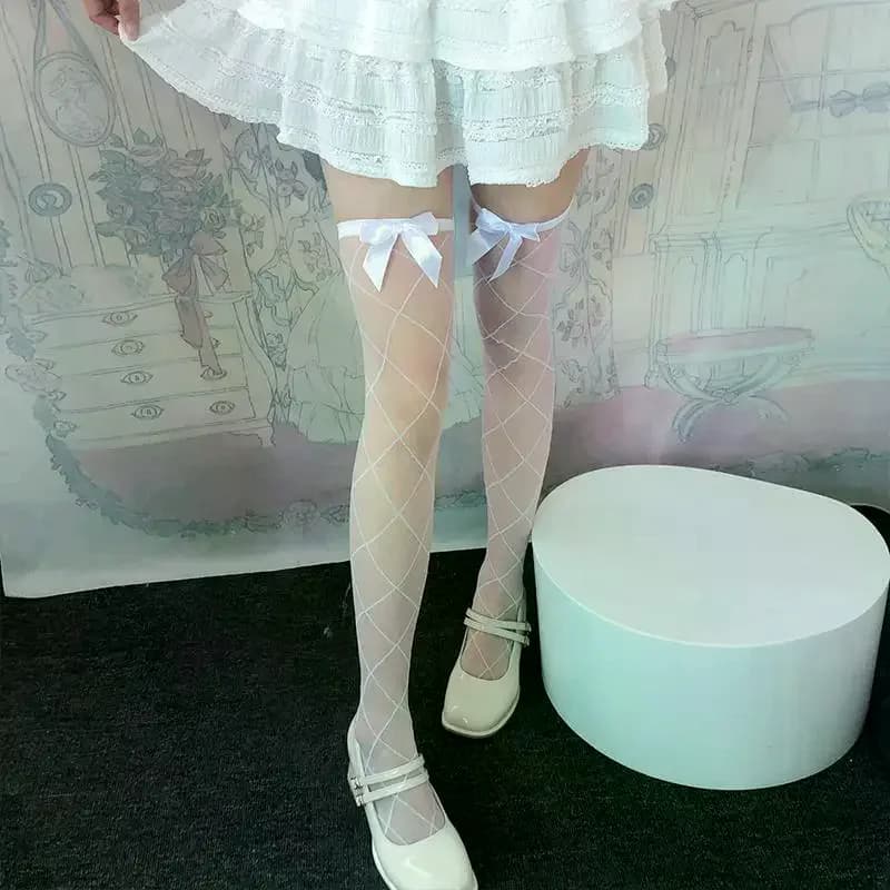 Nuove Calze da Ragazza Trendy, Stile Streetwear, Nere, Dolci, Carine, Rosa, Y2K, Harajuku, Lolita, Calze a Rete, Calze Sopra il Ginocchio