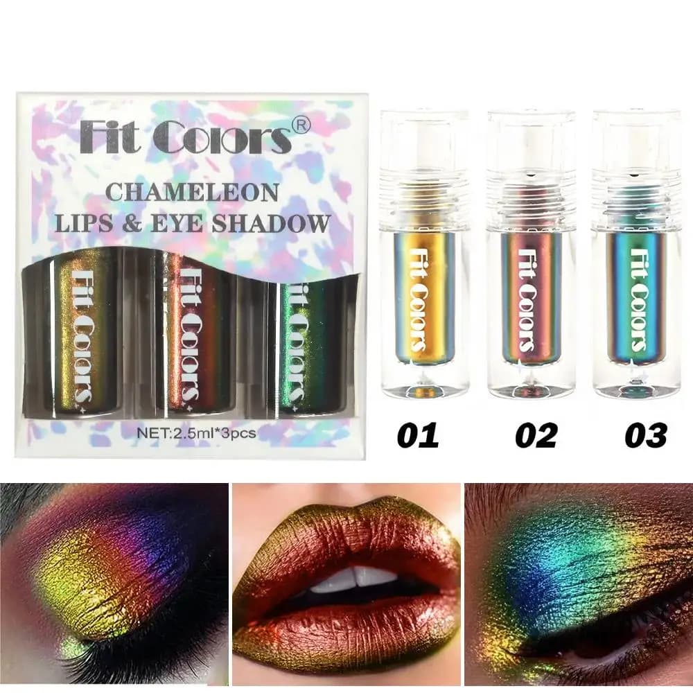 Set di rossetti per ombretti metallici lucidi, pigmento glitter liquido, camaleonte ottico, trucco cosmetico per la bellezza del viso
