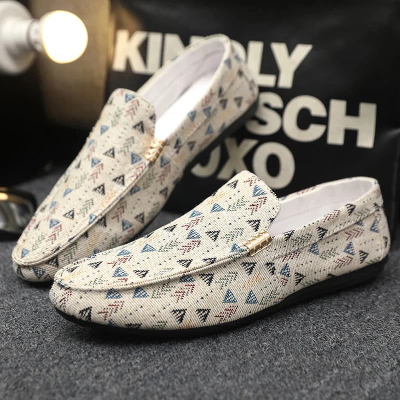 Scarpe estive piatte casual da uomo, mocassini in tela, leggeri e traspiranti, slip-on, comode e antiscivolo, scarpe da guida da uomo