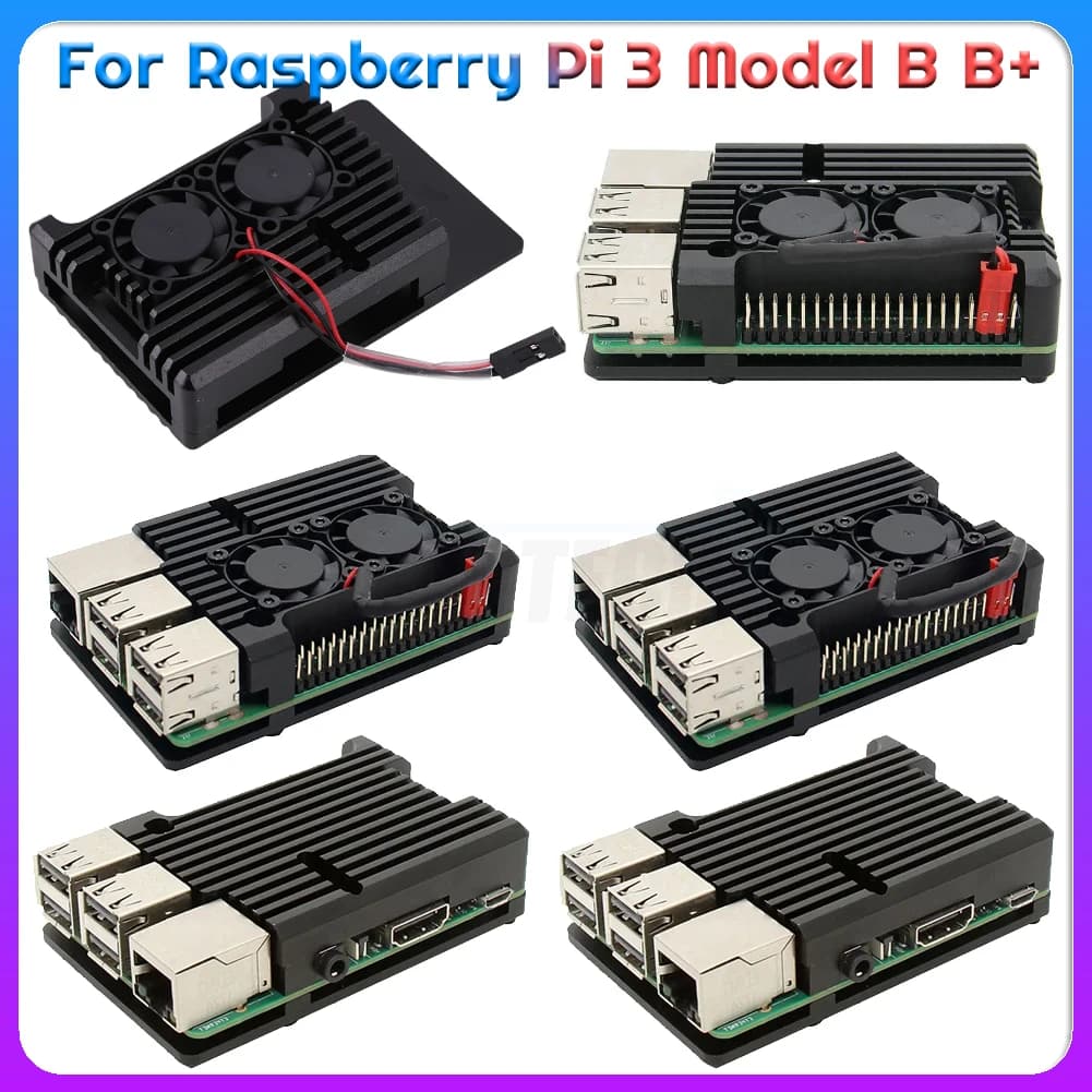 2021 Extreme Cooling Fan Kit Heat Sink Housing Aluminum Metal Case for Raspberry Pi 3 Model B + Accessories