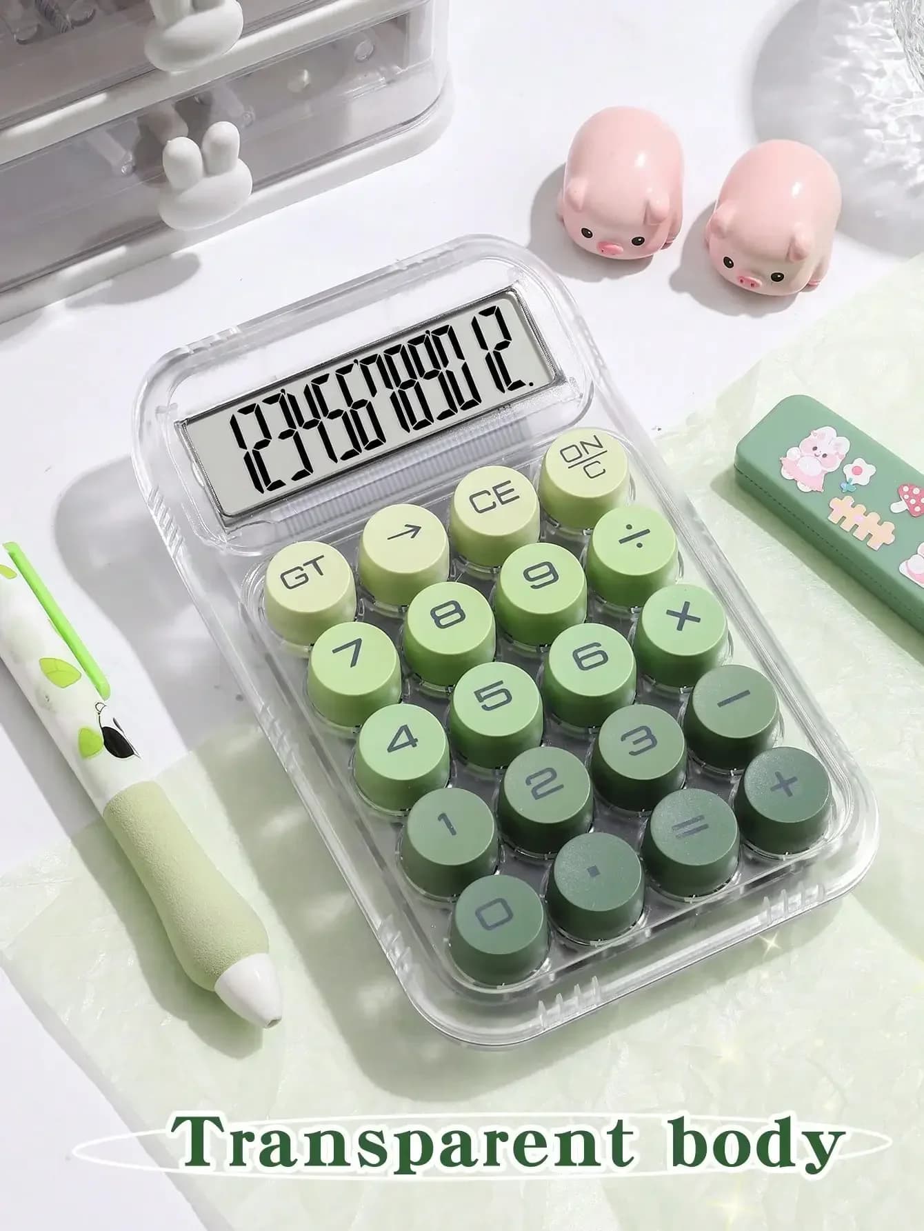 2026 1pc Gradient Dopamine Calculator Round Mechanical Keyboard, 12-Digit Large Display Suitable For Accounting, Finance, Students, Office Use, Fashionable & Girly Style, High-End Color, Good Value (Random New/Old Version),School Supplies,Back To School