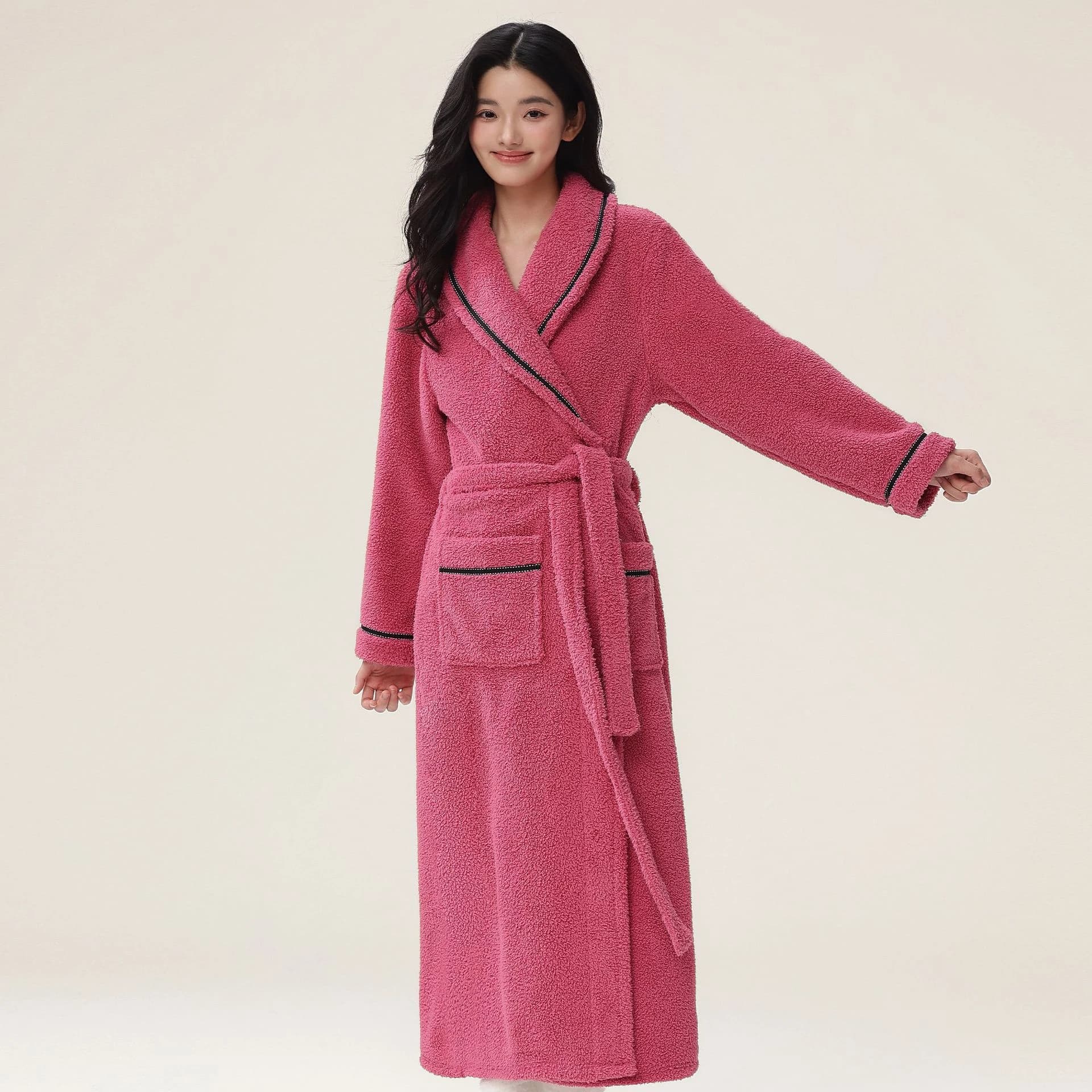 Winter New Hot Flannel Result Kimono Women's Vestes Extension Of Night Garments Shower Bathrobe Dress Nightwear