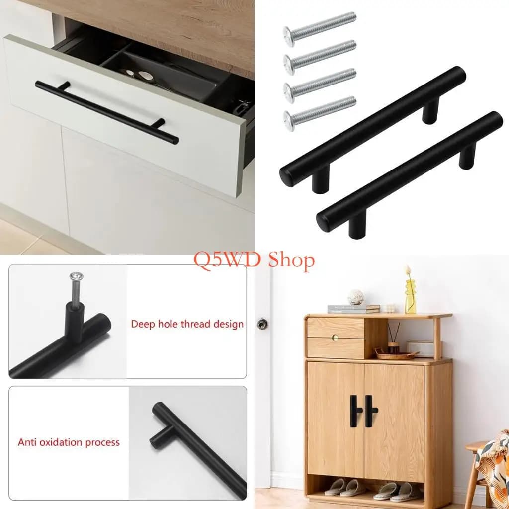 Q5WD Confezione da 2 maniglie per armadi Maniglie per armadi in metallo Modern Squares Maniglie per cassetti Hardware