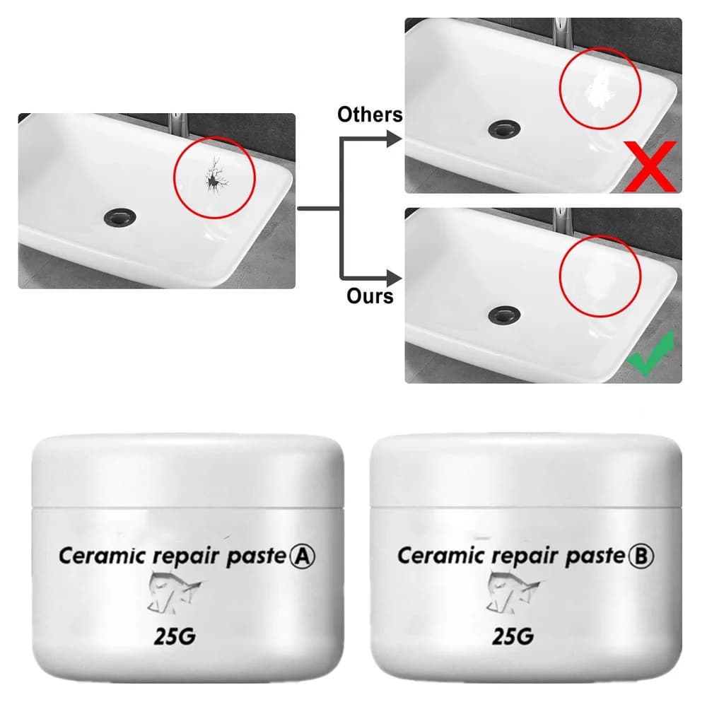 1 set pasta per riparazione ceramica 30g kit di riparazione per porcellana bianca ad asciugatura rapida con chip di crepe in porcellana adesivo per piastrelle per vasca e doccia
