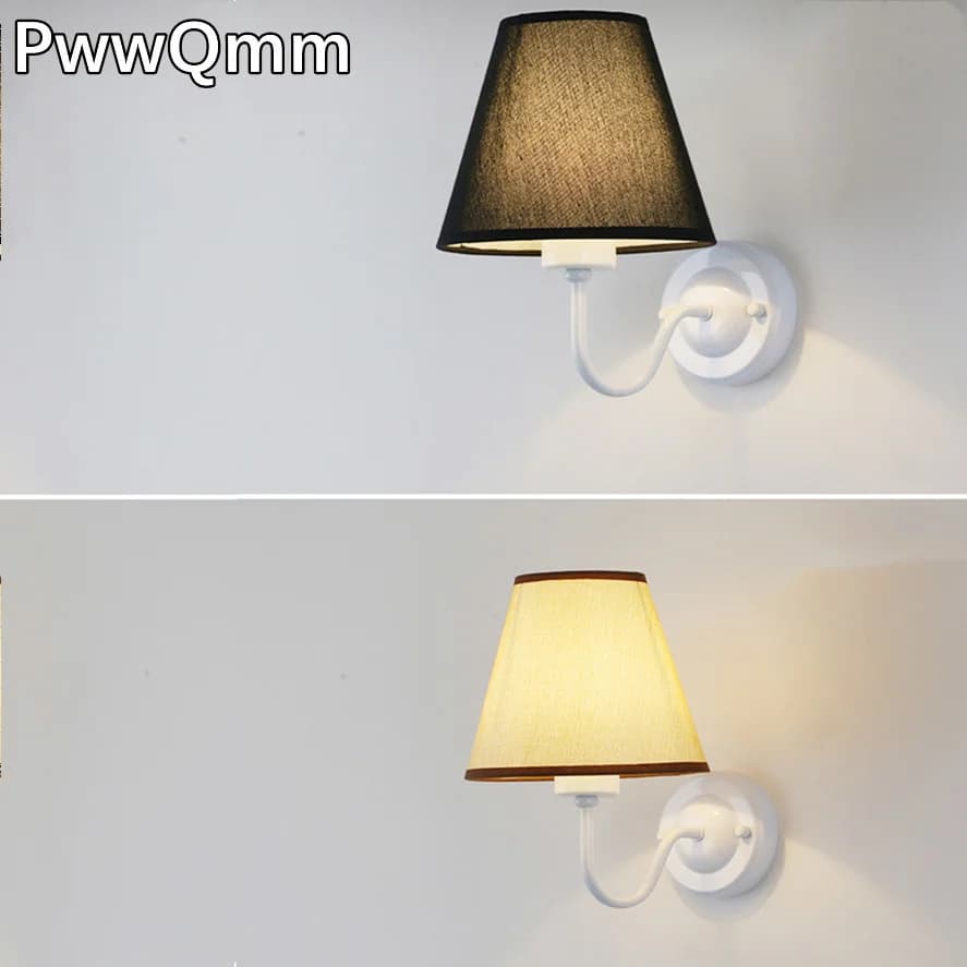 PwwQmm E27 nuova lampada da parete retrò lampada da comodino in tessuto con paralume a quattro colori per lampada decorativa per soggiorno camera da letto