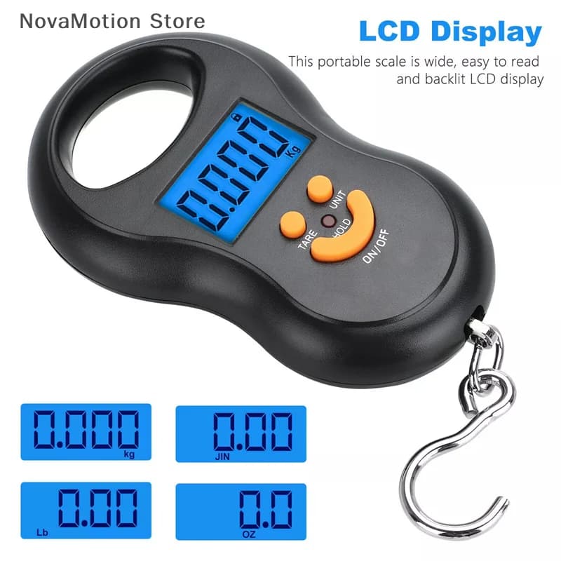 Nero elettronico 50Kg 10g bilancia sospesa LCD cucina bilancia digitale retroilluminazione pesi da pesca bilancia tascabile bilance per bagagli da viaggio