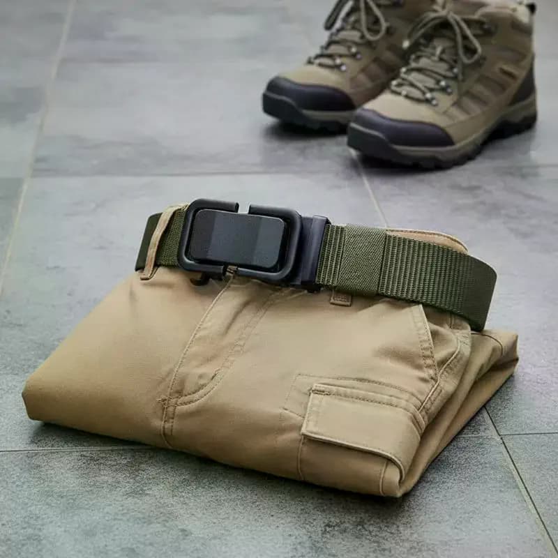 Toothless Automatic Buckle Nylon Belt: 3.8cm Width Men's Outdoor Leisure Breathable Trousers Belt