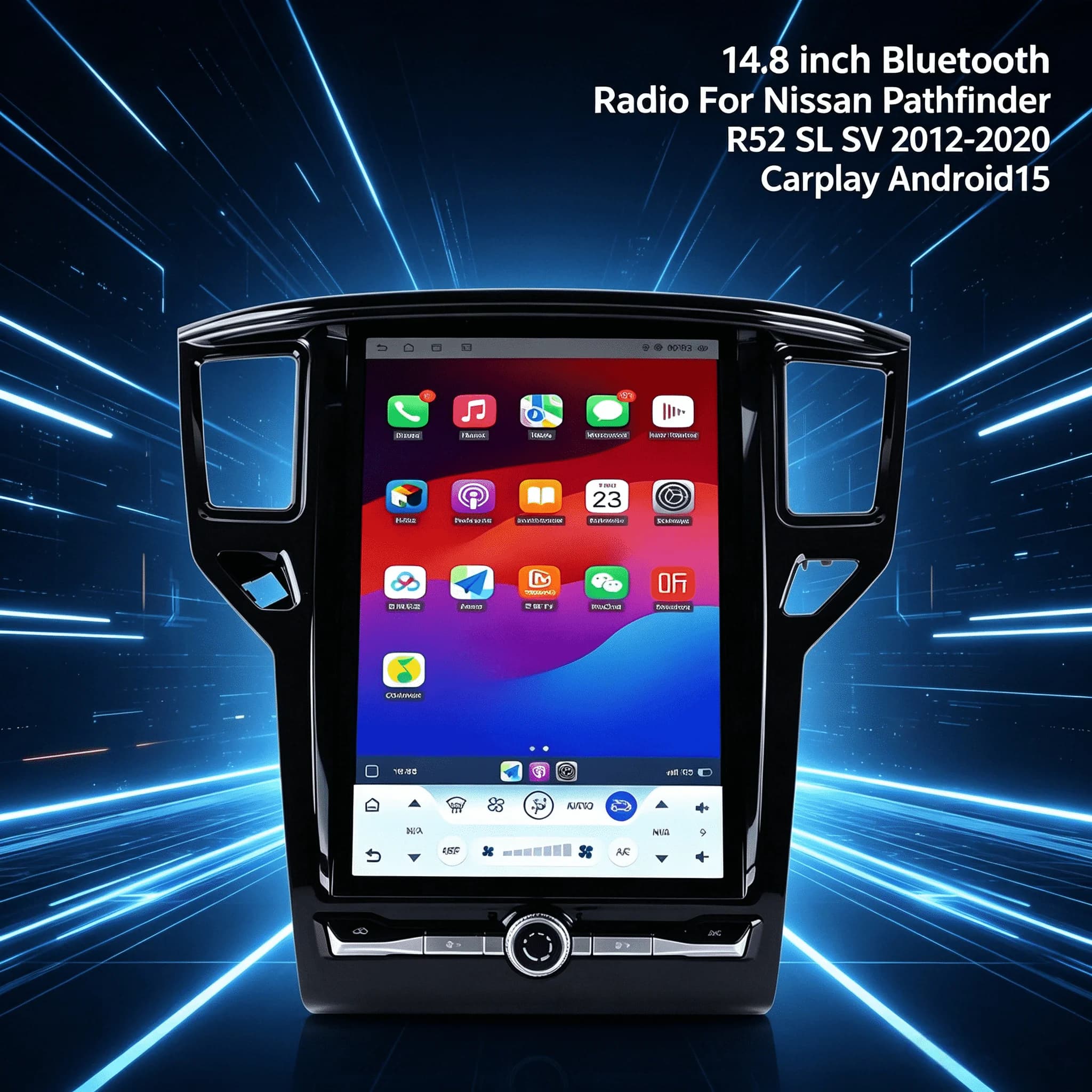 Autoradio Bluetooth da 14,8 pollici per Nissan Pathfinder R52 SL SV 2012-2020 con Carplay Android 15, lettore multimediale e navigatore GPS