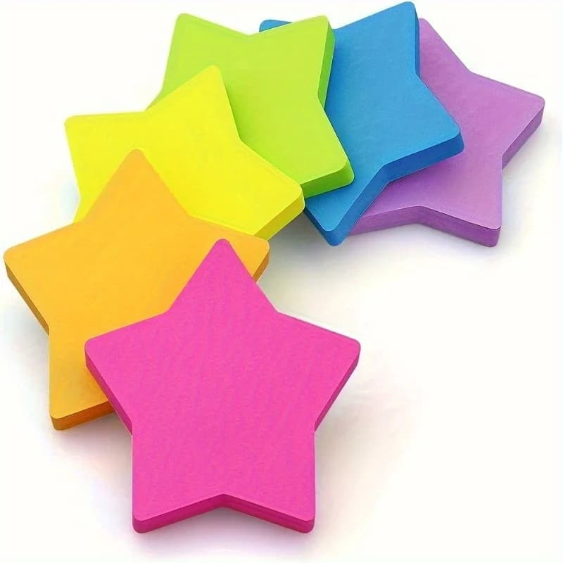 6pcs Heart-shaped Post-it Note in The Shape of A Five-pointed Star, Bright Colorful Creative Sticky Notes for Notebooks