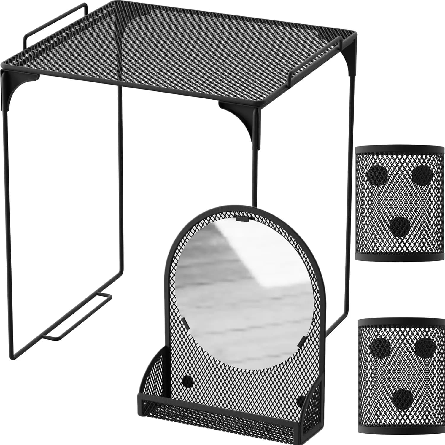 Magnetic Organizer Kit for Cabinet with Shelf, Mirror and 2 Laptop for School or Office