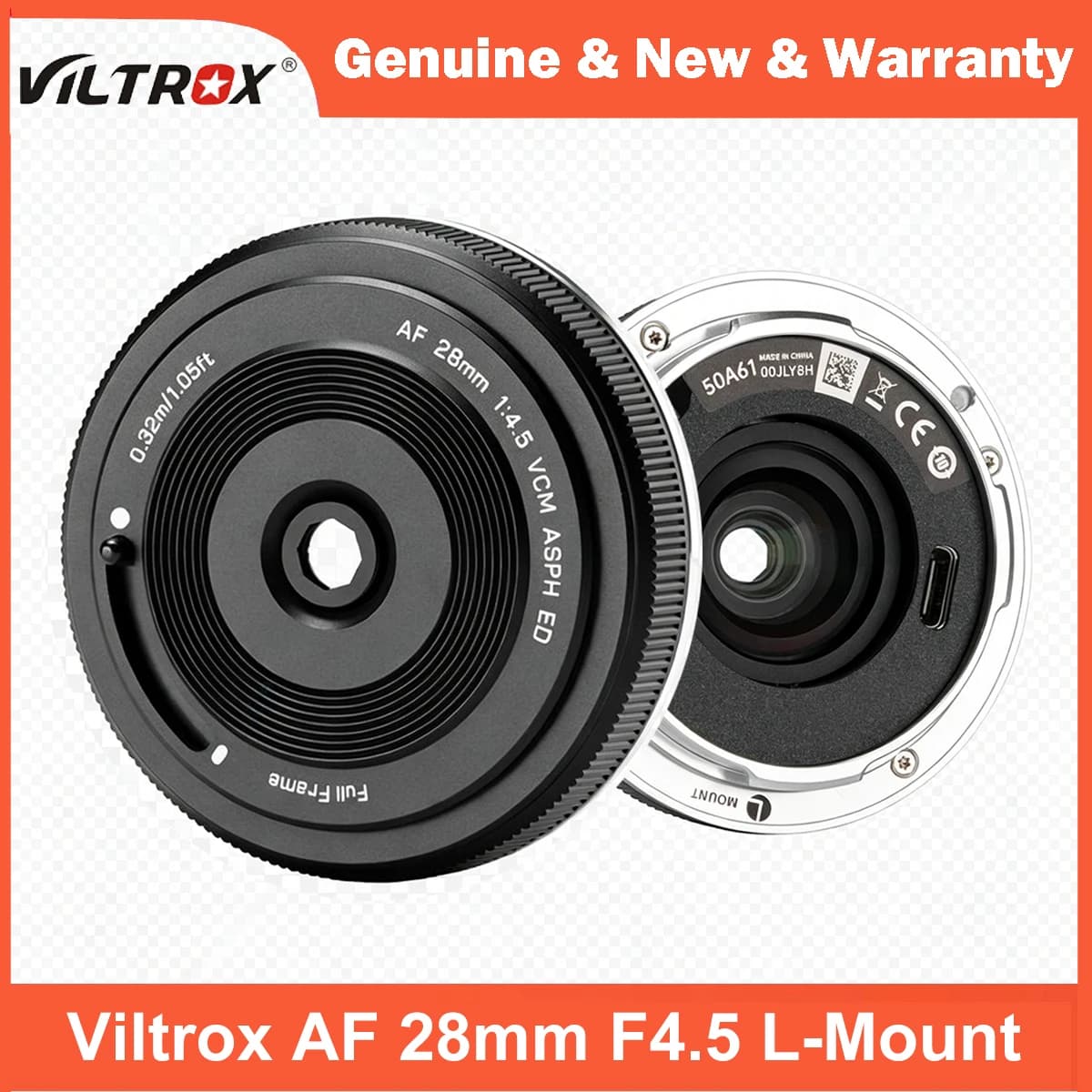 VILTROX 28mm F4.5 Pancake Lens Full Frame for L-Mount Cameras Panasonic LUMIX S5 II S1 S9 S1R II Leica SL2 SL3, Sigma FPL BF