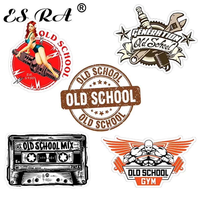 8CM Old SCHOO Creative Retro Motorcycle Sticker Skateboards Suitcases Laptops Mobile Phones DIY Waterproof Decals PVC Matte