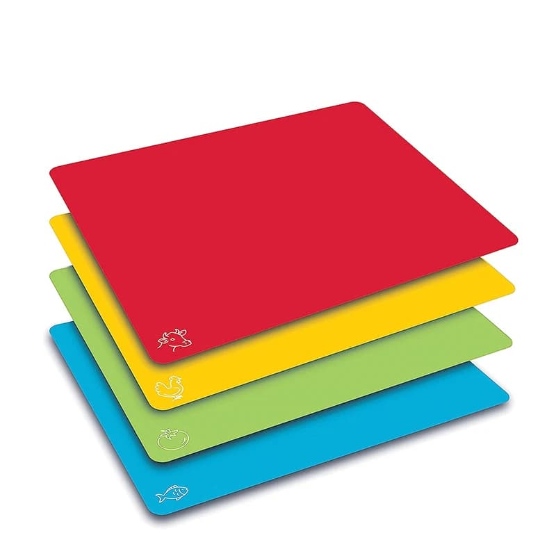 Taglieri flessibili da 4 pezzi taglieri in plastica senza BPA tappetino da taglio antiscivolo per carne e verdure YY036