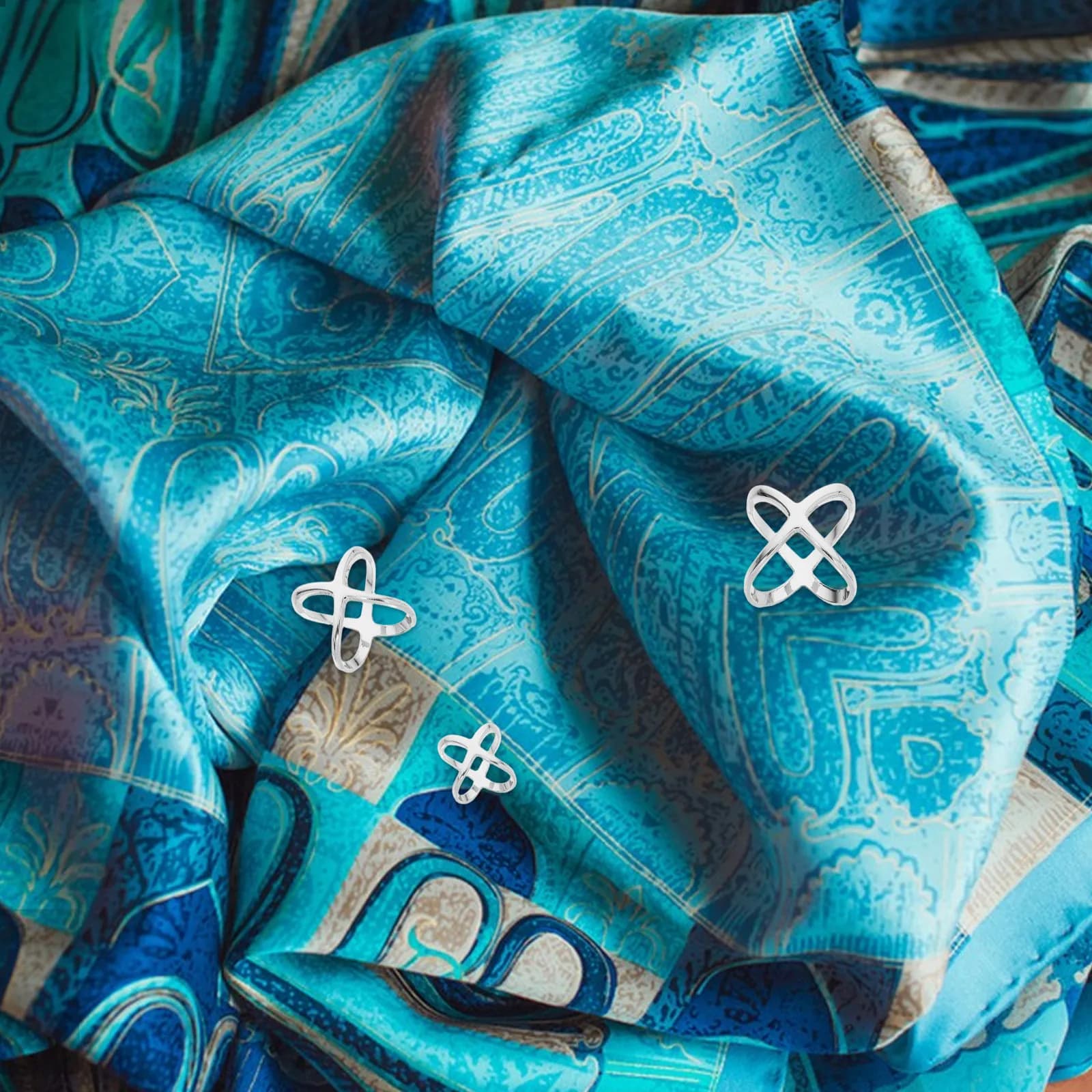 3Pcs X Shaped Scarf Rings Stainless Steel Silk Clips for Shawls Scarves T Shirts Secure Fit Fashion Christian Ring
