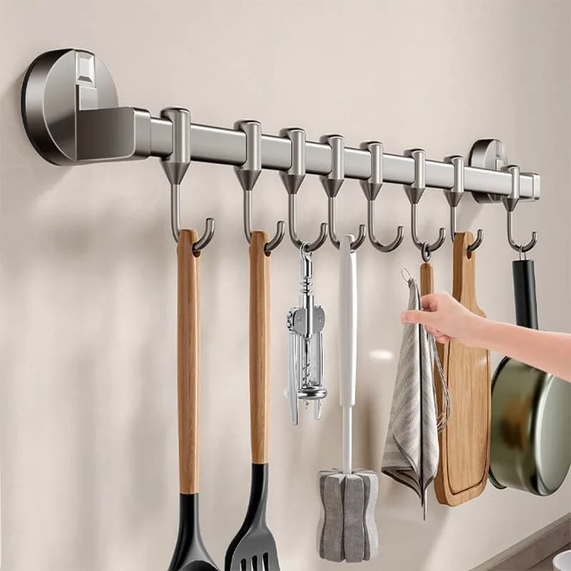 Free Punch Kitchen Vacuum Suction Cup Hanging storage hook Aluminum alloy Storage Rack Spatula Drain Rack
