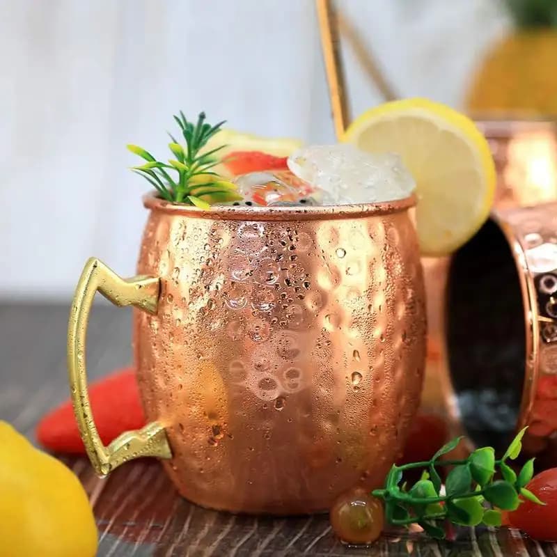 Mule Mug Stainless Steel Hammered Copper Plated Multi Use Drink Cup For Wine Beer Coffee Bar Ramadan Table Drinkware Supply