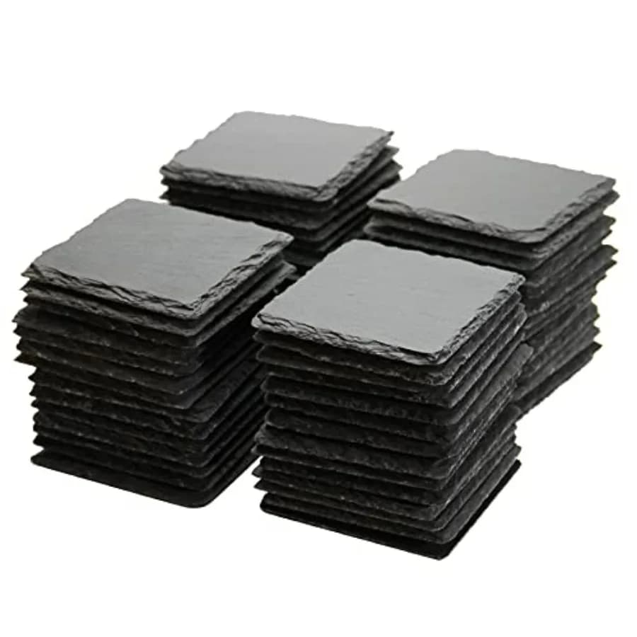 Sottobicchieri in pietra ardesia nera da 4 x 4 pollici, set di sottobicchieri per incisione laser, pittura, bar, cucina, casa, fai da te