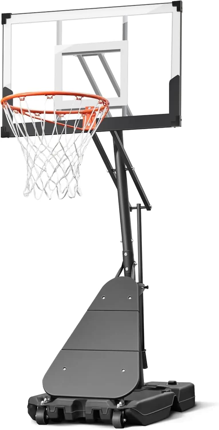 Canestro da Basket Regolabile con Tabellone da 40 Pollici, Altezza 3.4-10 Piedi, Sistema Portatile per Adulti, Uso Esterno/Interno/Corridario