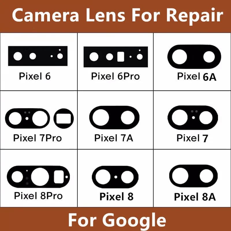 Obiettivo della fotocamera per Google Pixel 8 Pro 8A 7A 7 6 6A Pixel8 Pixel7A Custodia posteriore per fotocamera del telefono Copertura in vetro Riparazione Sostituisci le parti