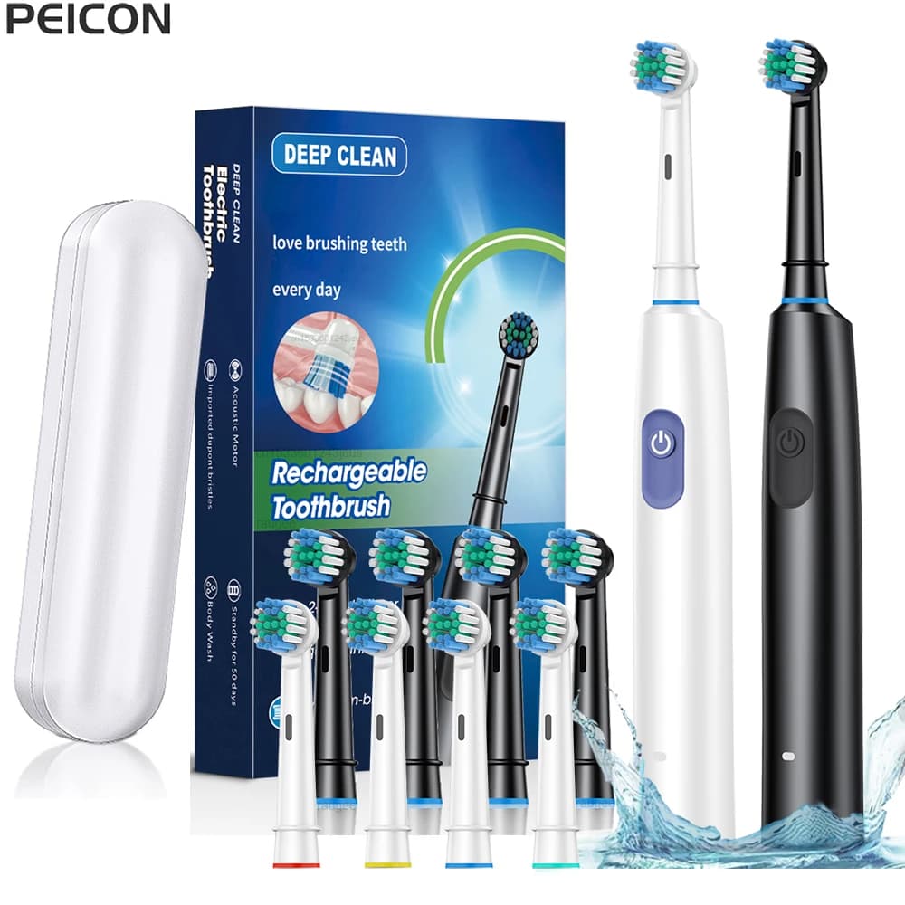 Electric brush rechargeable electric toothbrush for adults Rotating electric brushes with 8 soft heads