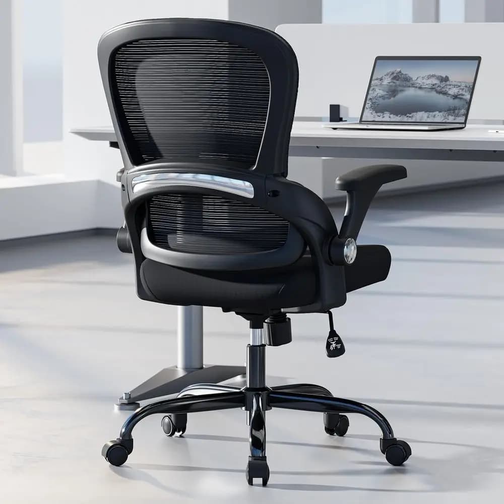 Sedia da Ufficio Ergonomica con Seduta Larga per Scrivania Domestica, Adatta per Persone Alte e Robuste, Ideale per Lavoro, Studio, Gaming (Nera)