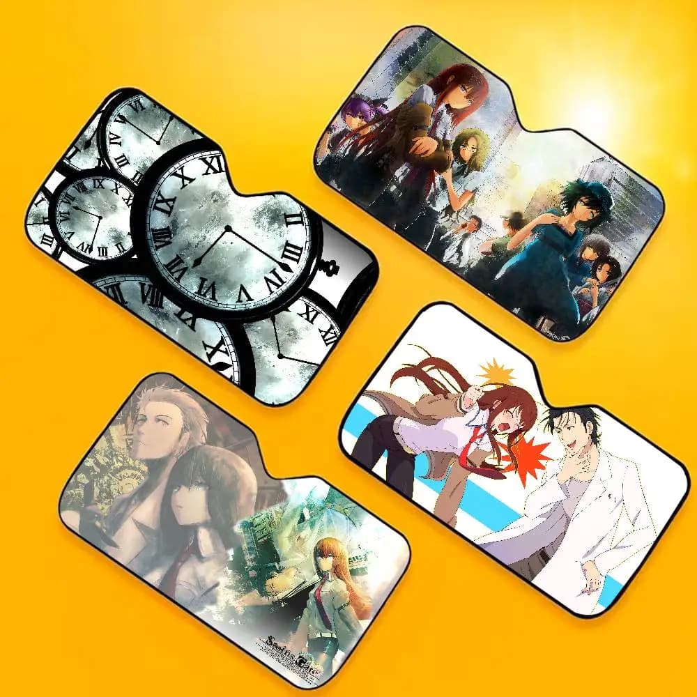 Parasole per Auto Anime Steins Gate, Accessori Estivi per Parabrezza, Protezione per Finestrini Auto, Decorazione Schermo Parasole