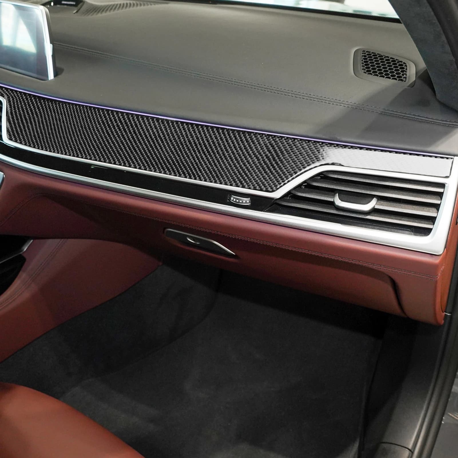 Per BMW Serie 7 G11 G12 2015-2022 Fibra di Carbonio Co-pilota Cruscotto Pannello di Rivestimento Della Copertura Accessori Auto Decorazione di Interni adesivo