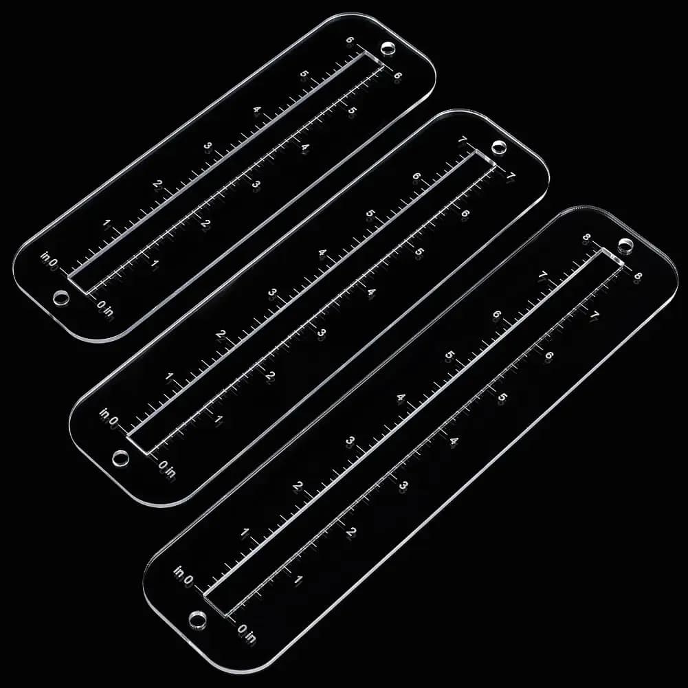 3Pcs, 3 sizes zipper making template set, transparent acrylic splicing ruler sewing tool, zipper pocket template for leather lace-up boots inserts, bags, crafts