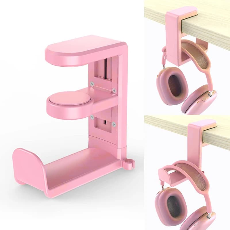 Supporto per cuffie con clip regolabile Rotazione di 360 gradi, gancio portaoggetti da tavolo, supporto per cuffie Decorazione domestica