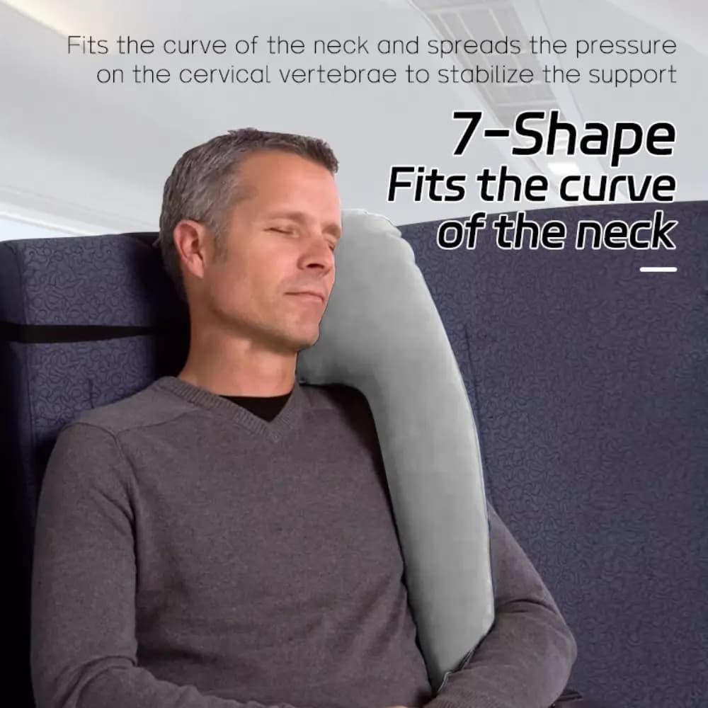 Cuscino da Viaggio Gonfiabile in PVC Ergonomico Pieghevole Portatile Poggiatesta Comodo per Dormire Leggero Supporto per il Mento