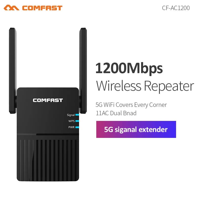 Comfast AC1200 Router Dual-Band 2.4 e 5.8GhzRipetitore WiFi wireless 1200Mbps Ripetitore di segnale Amplificatore WiFi Punto di accesso 802.11AC