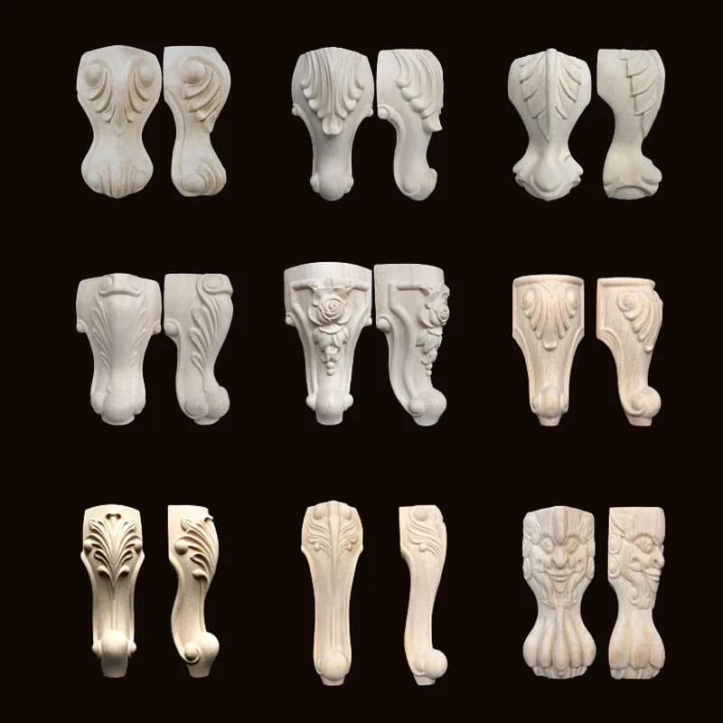 2-4 pezzi mobili in legno gambe divano divano sedia ottomana divanetto tavolino piedini armadio piede panino curva in legno Appliques onlay
