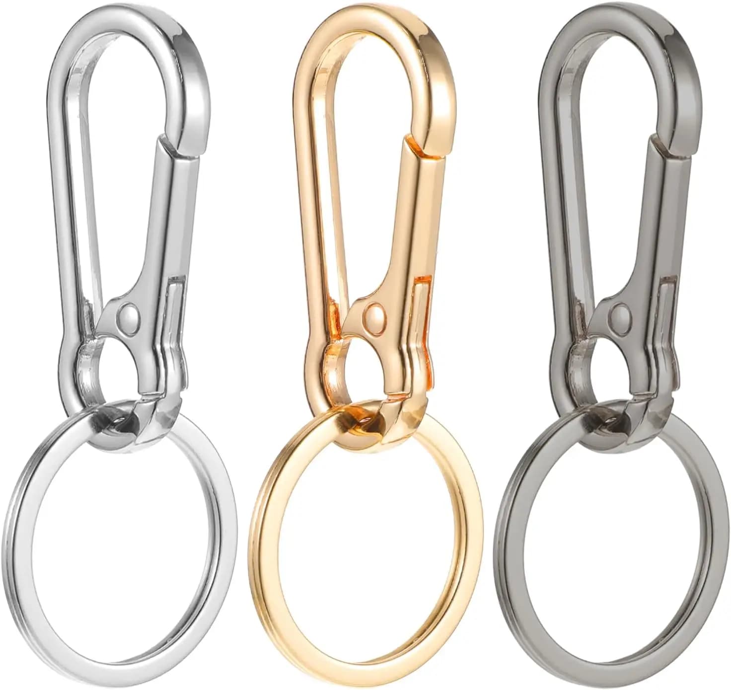 Clip per Portachiavi Mabor, Set da 3 Pezzi, Gancio in Metallo per Portachiavi, Anello Portachiavi con Clip, Organizzatore per Chiavi Auto, Borsa, Charm H
