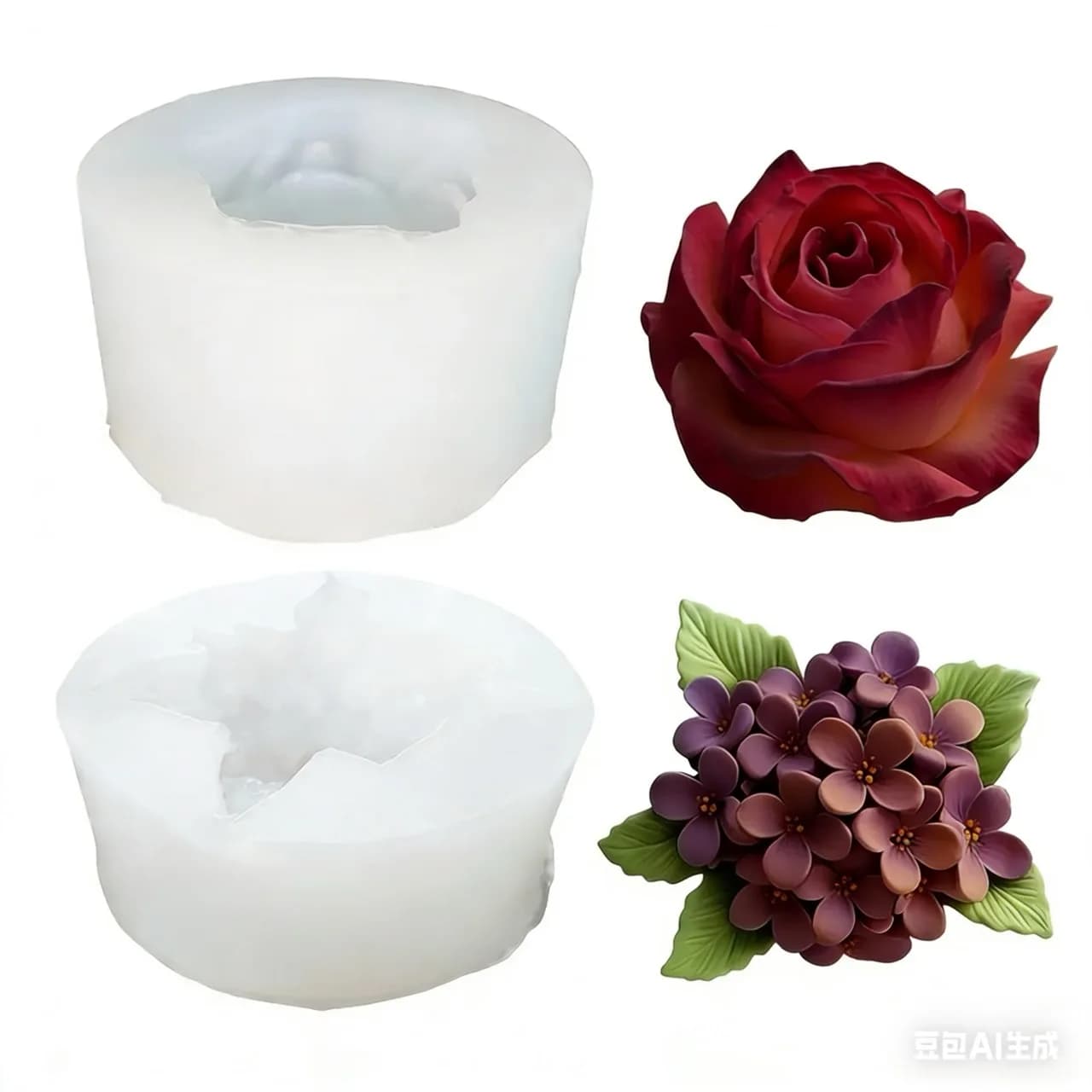 2 pieces of silicone molds with 3D pink lilac flowers, used for resin and candle molds, for handmade DIY candles, resin crafts, soap, jewelry melting, decoration, suitable for Valentine's Day, weddings and romantic gifts creation; Resin art, delicate petals, specially designed for crafts enthusiasts, complex mold details | Detailed petal texture, elegant floral design suitable for aromatherapy and handmade decorations.