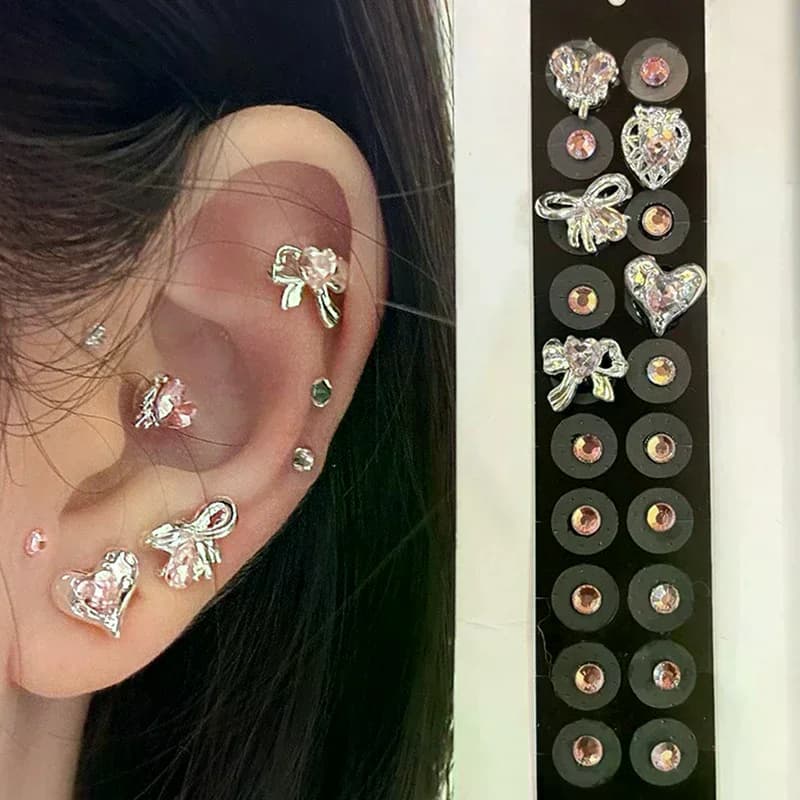 Disposable Crystal Ear Seed Toppes 20 Pieces - Auricle Acupuncture Wall decal butterfly flower shape Patch for massage therapy needle