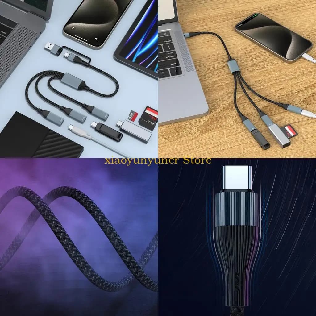 P9JB Adattatore split USB/tipo C maschio a due/tripli USB C femmina, hub ricarica rapida per dispositivi elettronici
