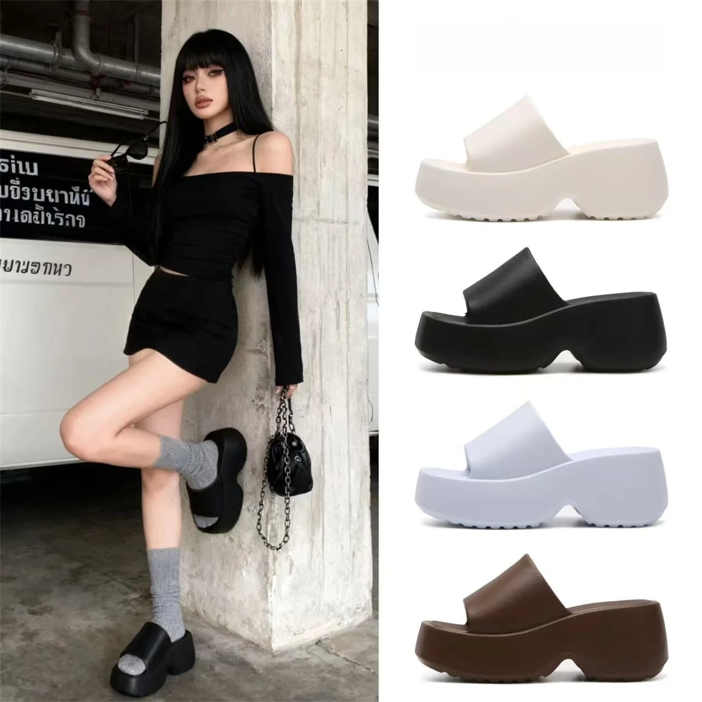 Sandali Estivi da Donna alla Moda con Tacco Alto 8cm, Ciabatte da Spiaggia Antiscivolo Traspiranti Impermeabili in EVA