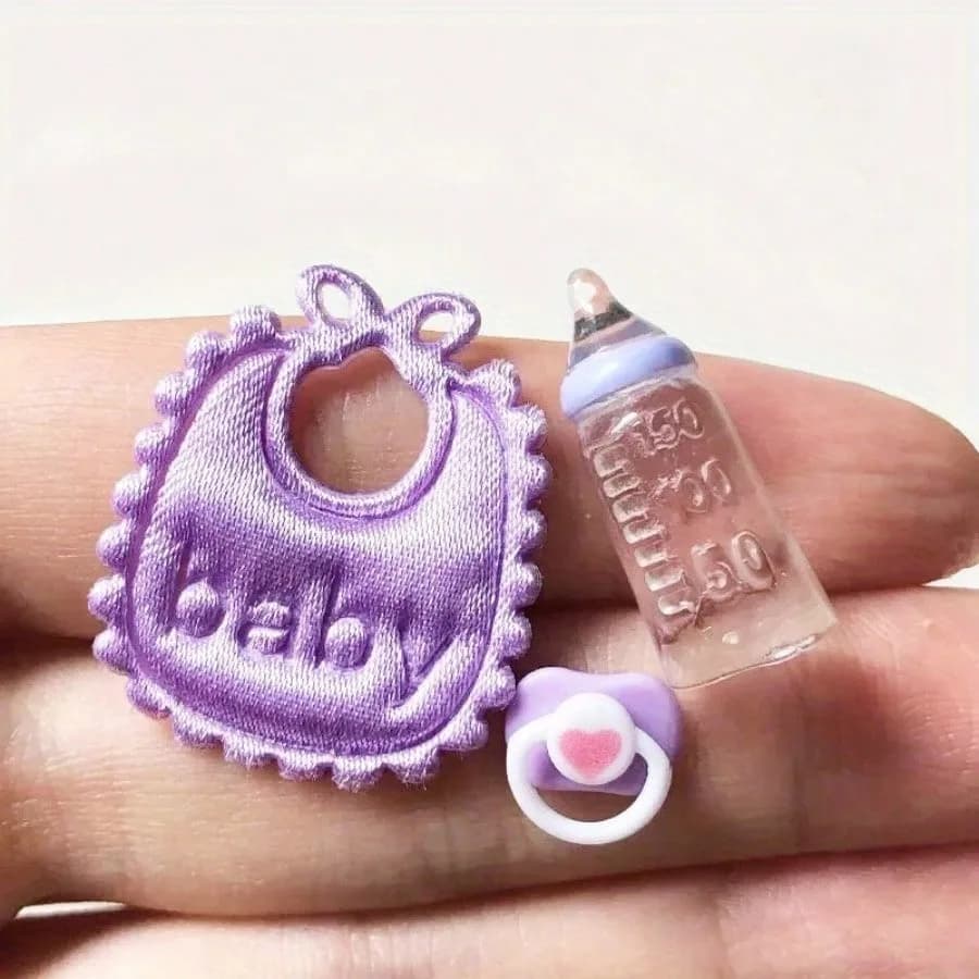 1 Set Doll House Decorations, Including Mini Bibs, Pacifiers, Bottles, Mini Scene Props And Photography Props