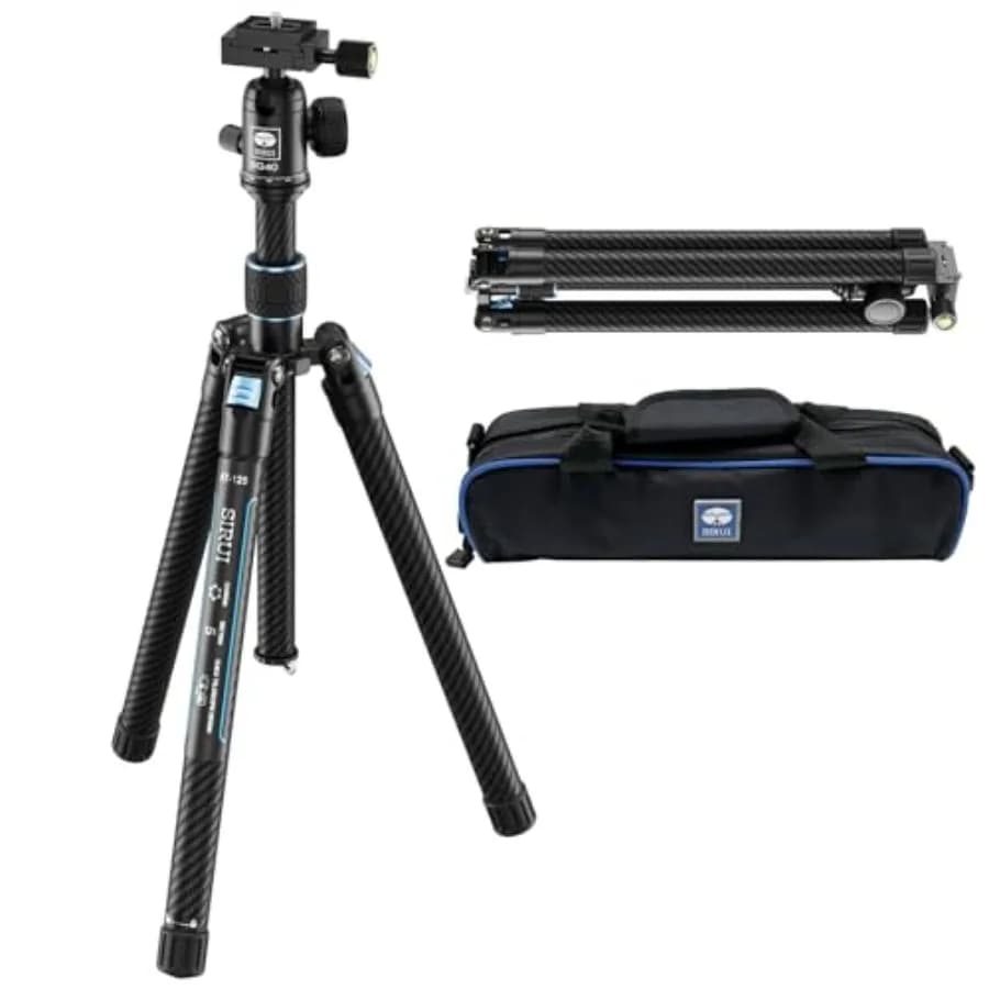 Treppiede in Fibra di Carbonio 60 per Fotocamera con Testa a Sfera Panoramica a 360° e Piastra QR Arca, Compatto e Leggero (0,95 kg), Treppiede da Viaggio per DSLR