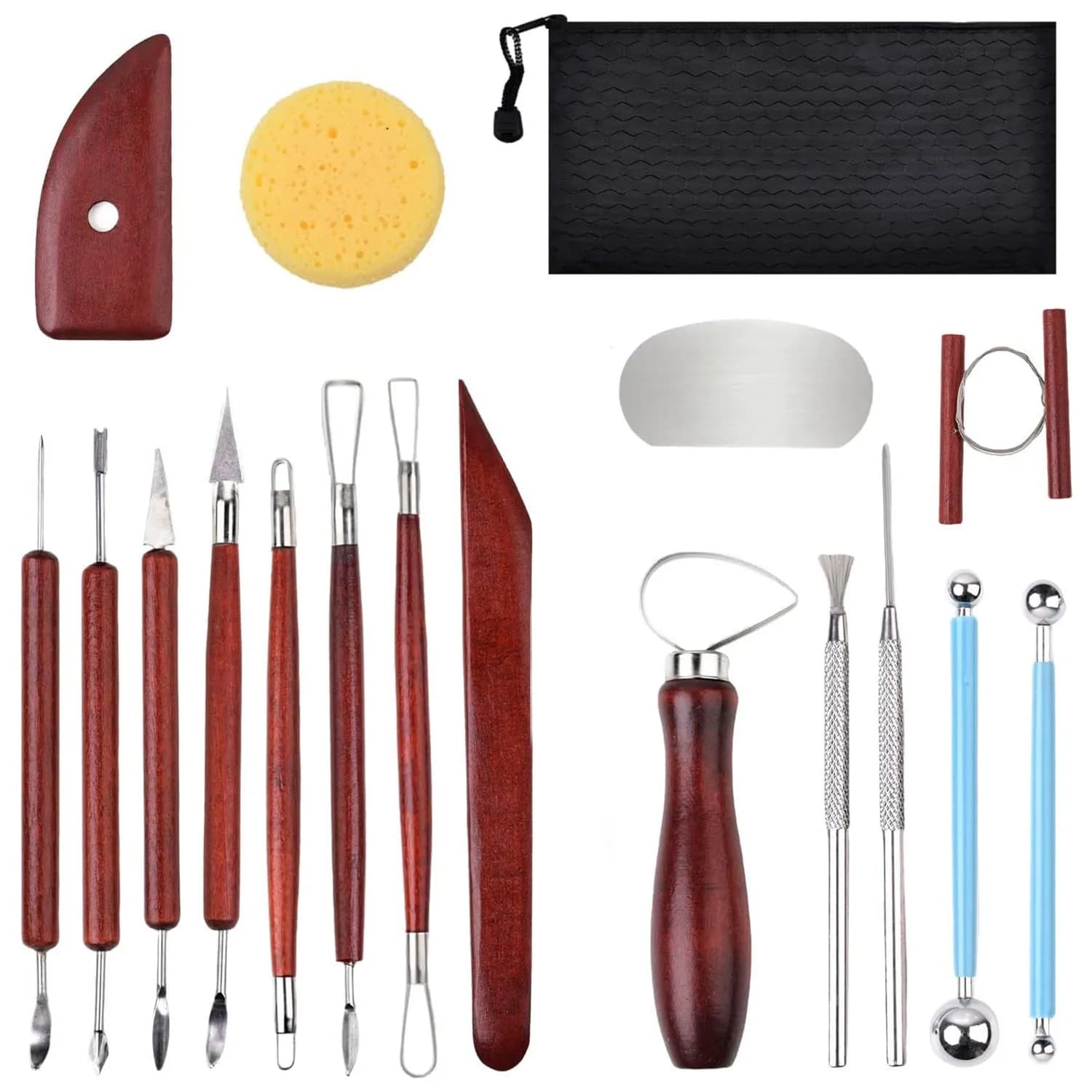 Pottery Carving Tool Kit Durable Ergonomic Wooden Handles Ceramic Art Polymer Clay Modeling Sculpting Trimming Embossing Supplie