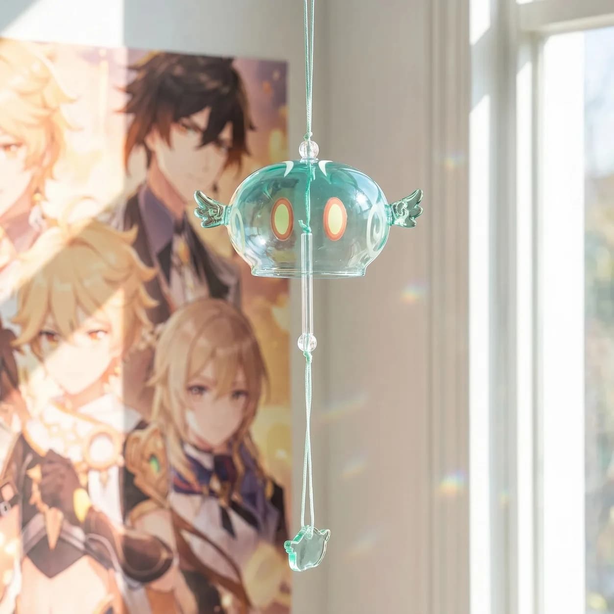 Genshin Impact Slime Wind Chime Glass Hanging Bell Anime Pendant Cute Room Window Garden Balcony Decor Gift Home Decoration